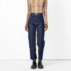 JESSE KAMM PATCHFRONT HANDY PANTS IN DARK BLUE DENIM size 6